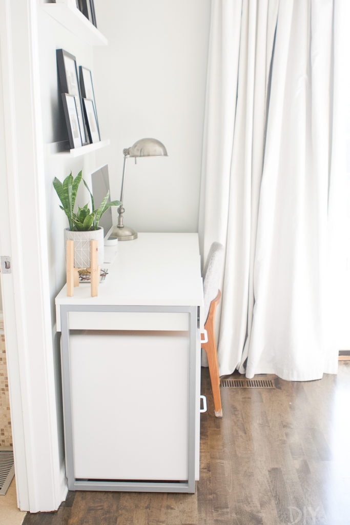 Slim white file cabinet