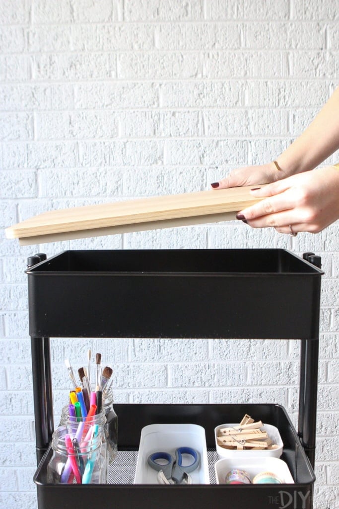 Adding a wood top to a rolling cart
