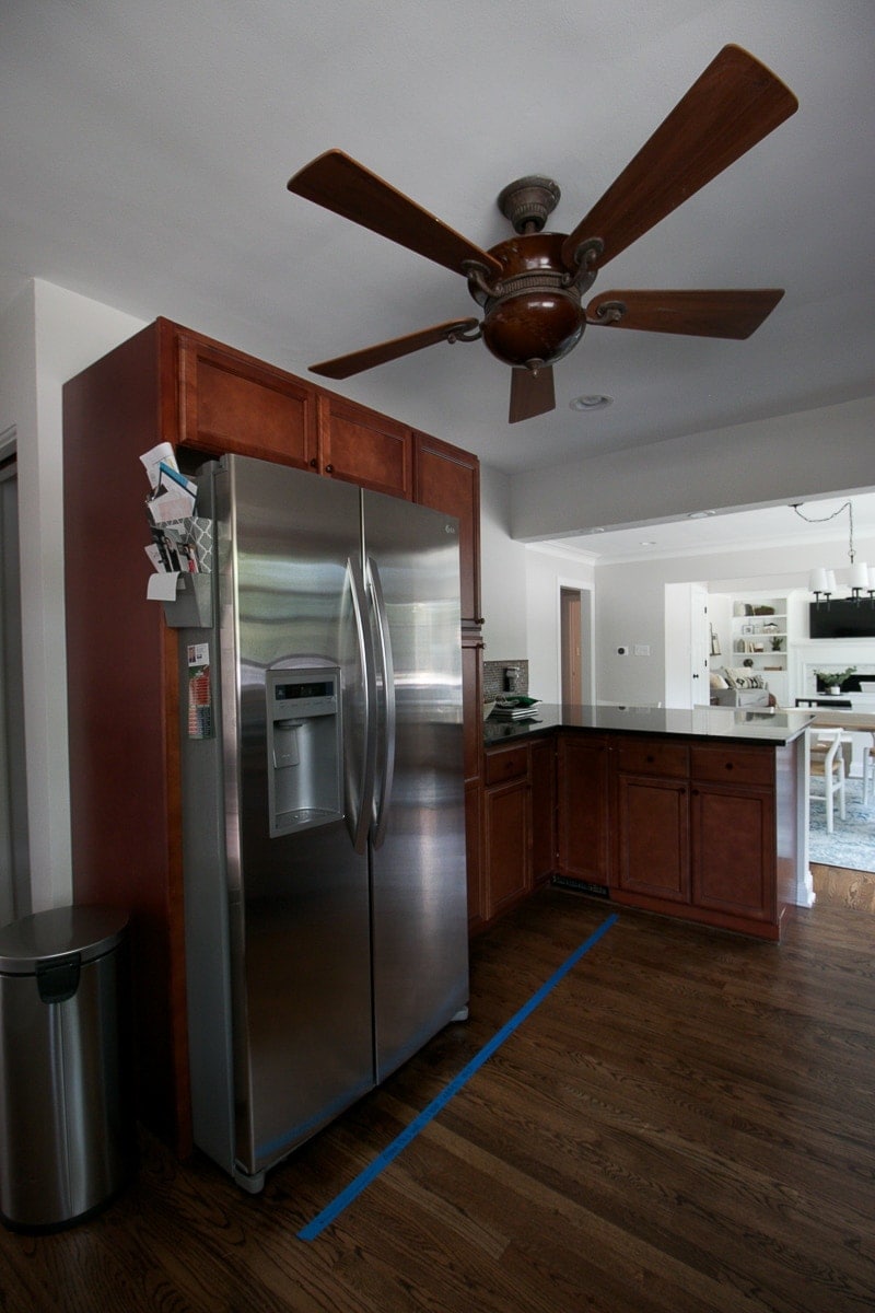 dark kitchen with fan