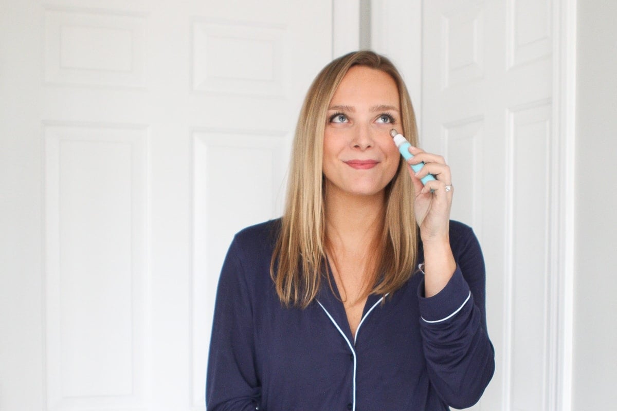 Applying Tula eye cream