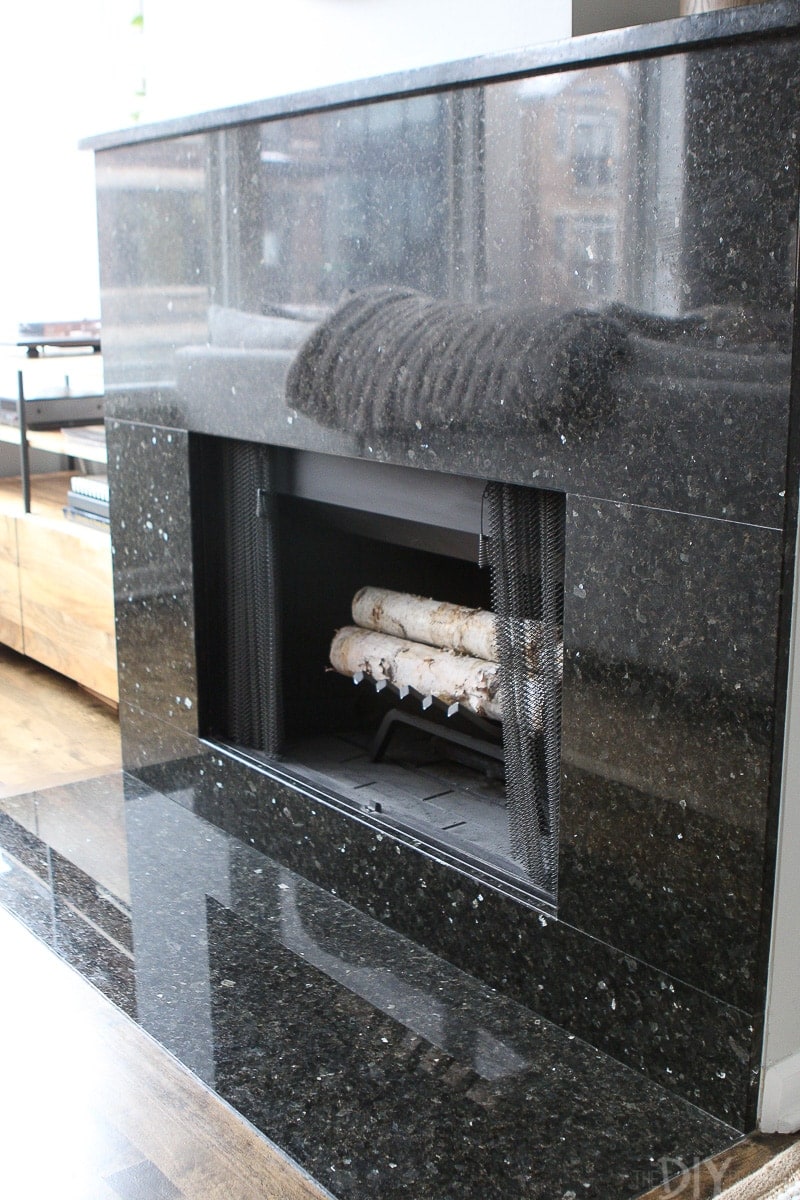 spray paint inside of fireplace black