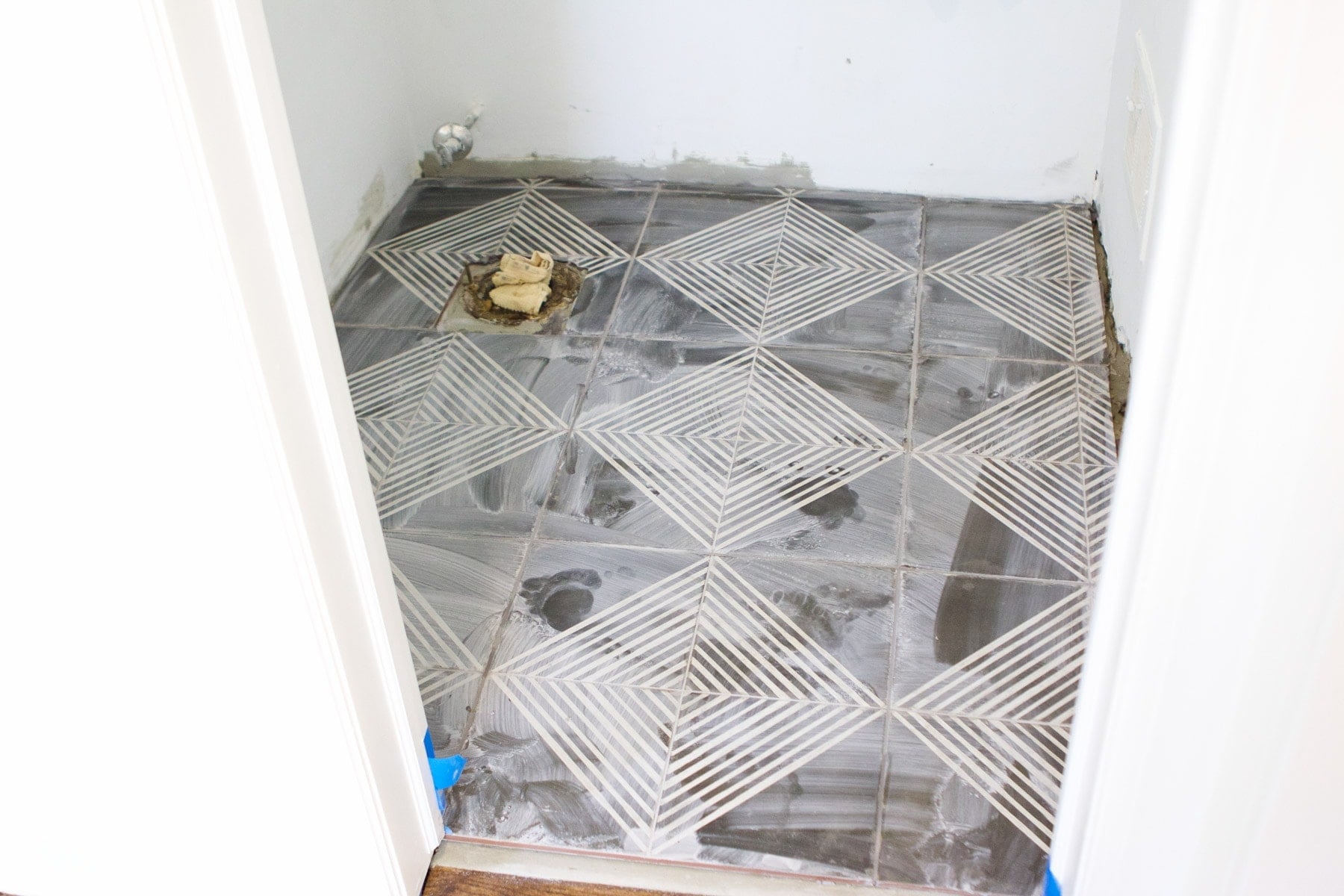 grouting large tile with gray grout