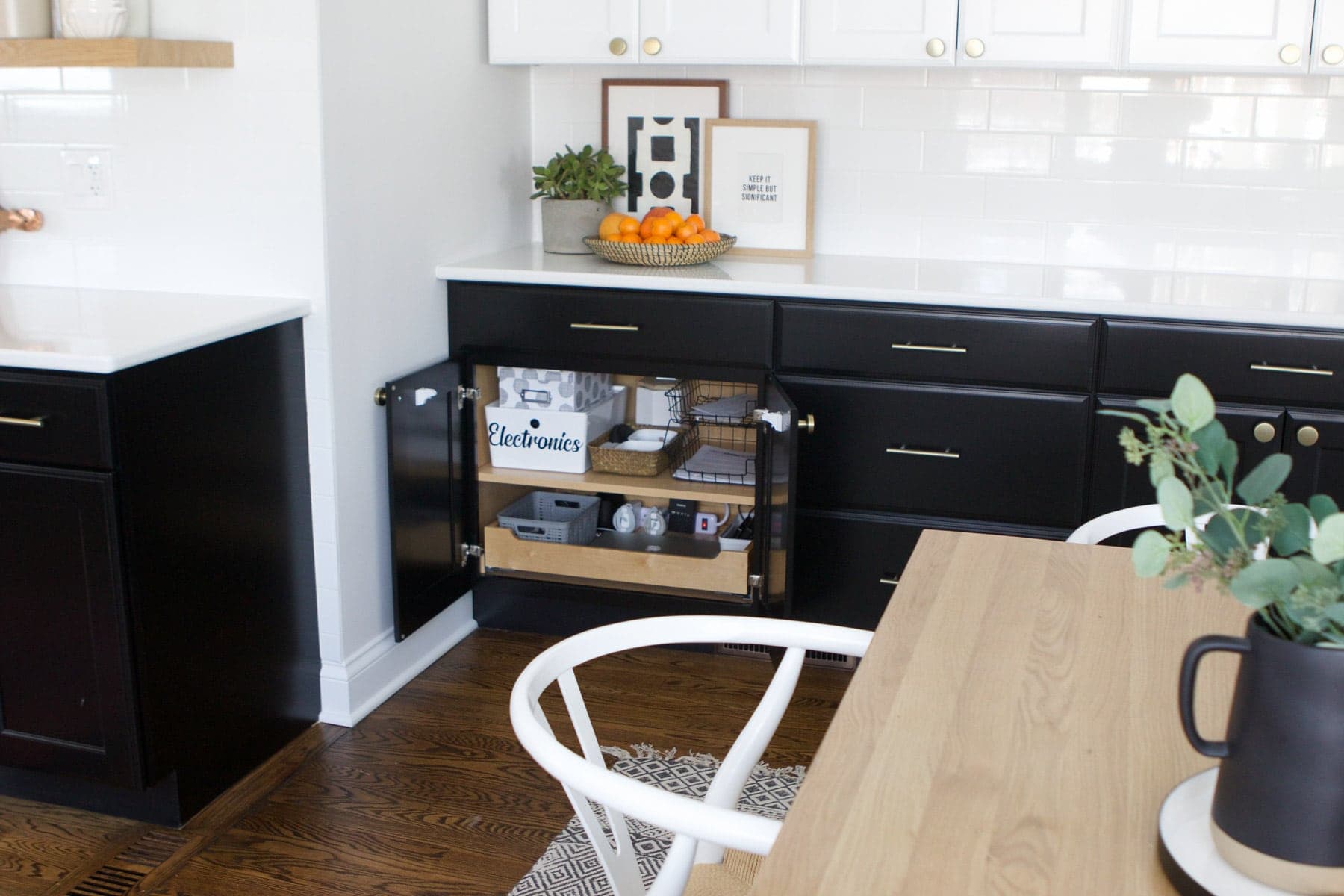 creating a charging station in the kitchen