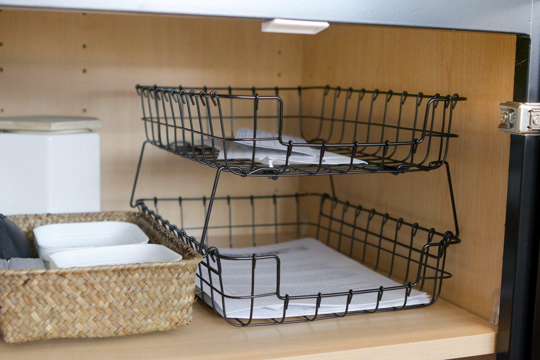 keeping mail organized in a cabinet