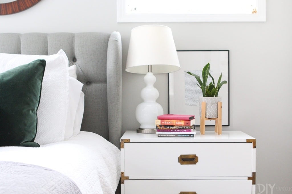 Stack of books on the nightstand