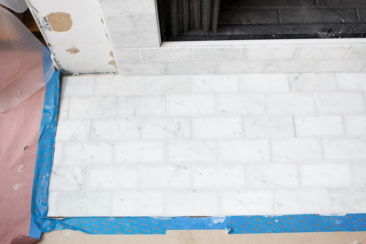 Warm gray grout for subway tile