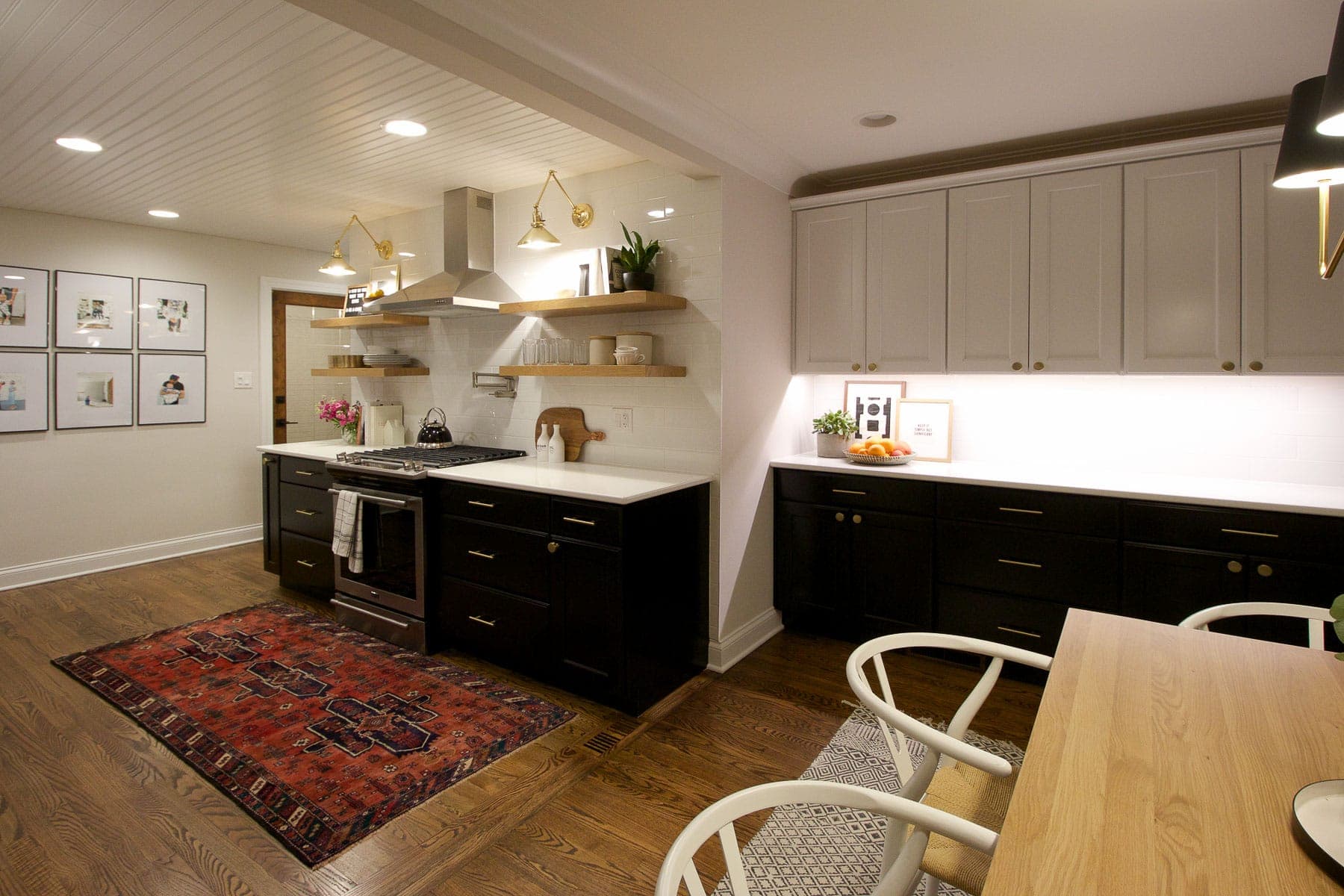 dining room with lights on