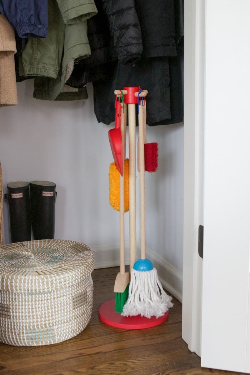 cleaning kit in a closet