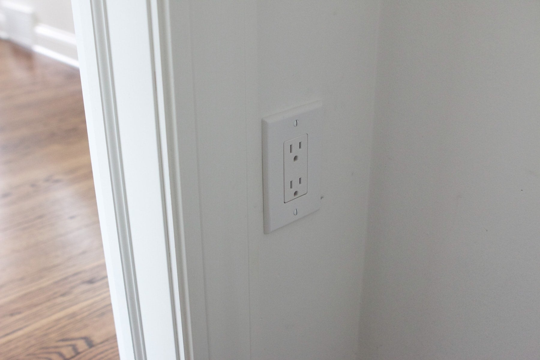 outlet inside of a closet