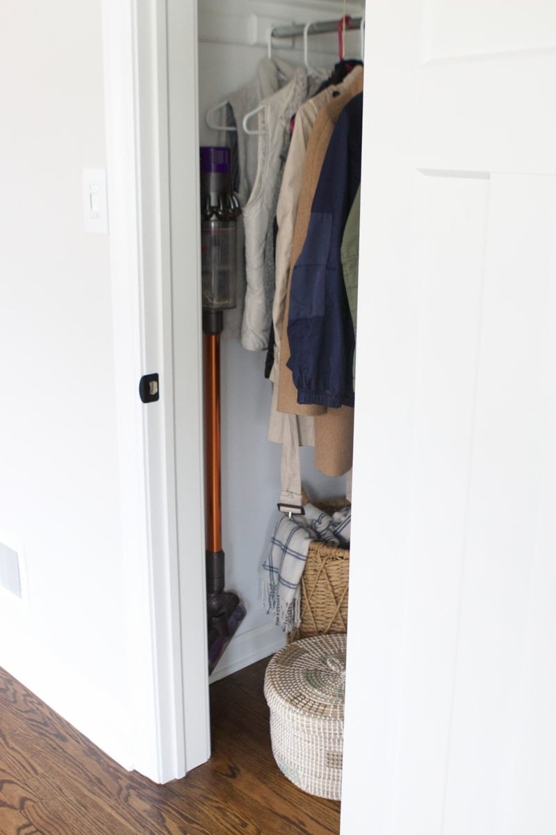 charging the dyson inside of a closet
