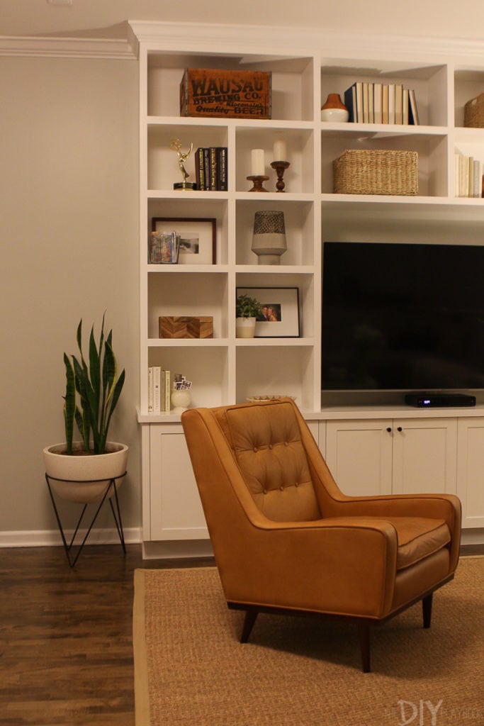 Leather chair in evening