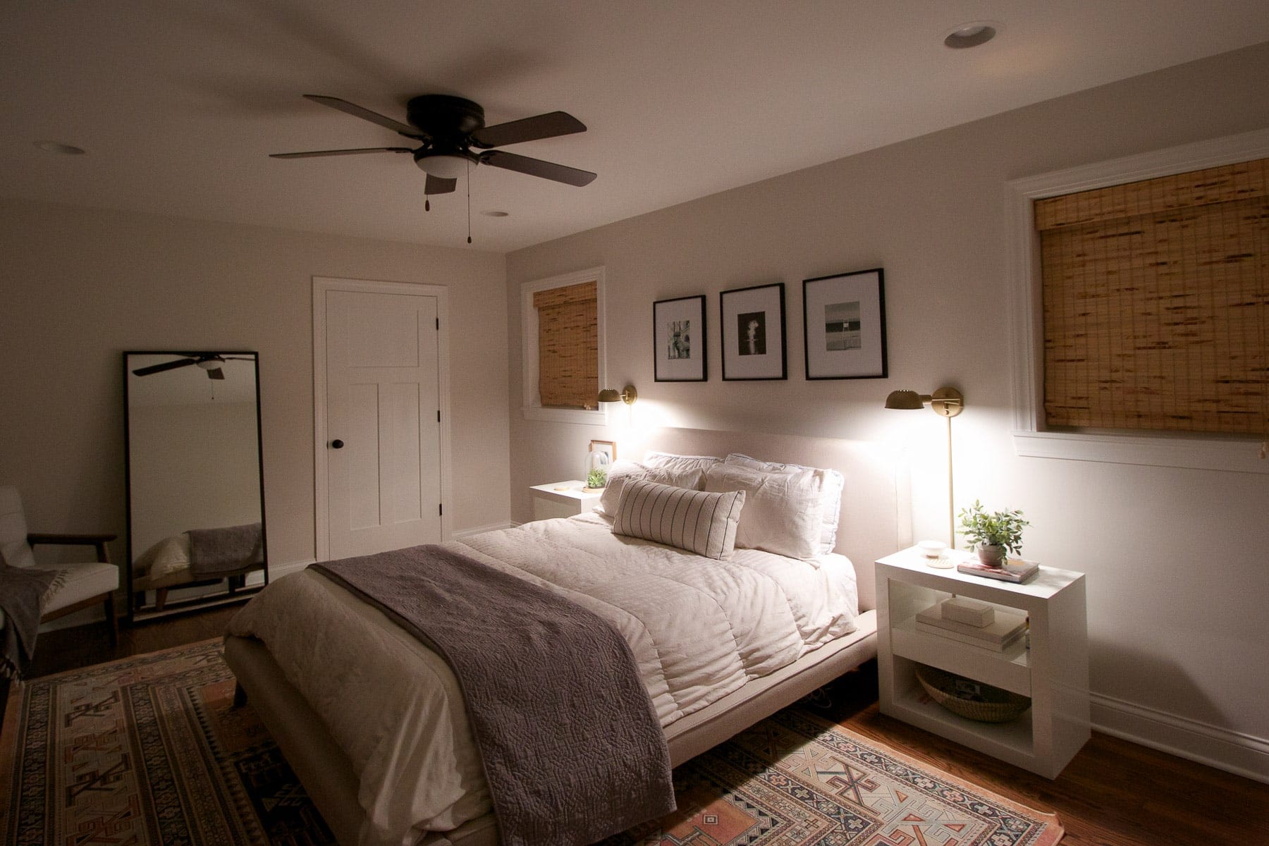 bedroom sconces at night