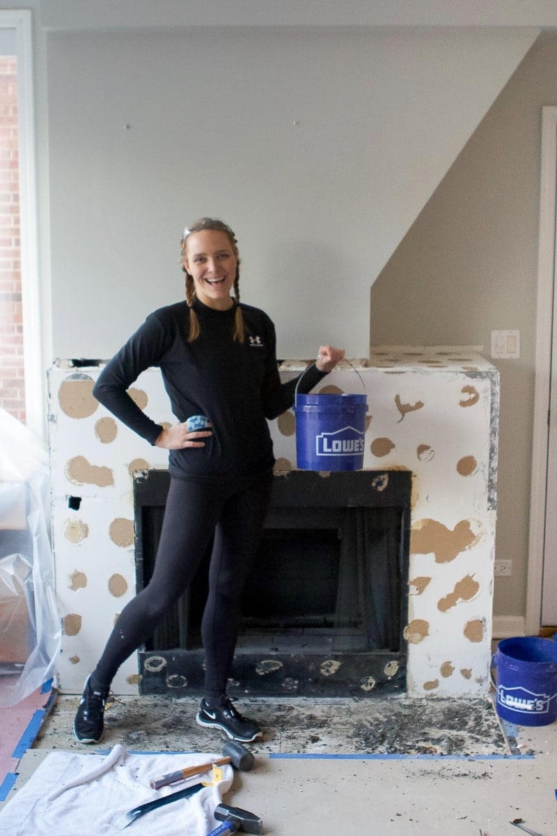 Demoing the fireplace 