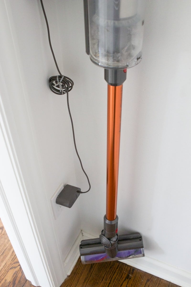 dyson vacuum hidden in a closet