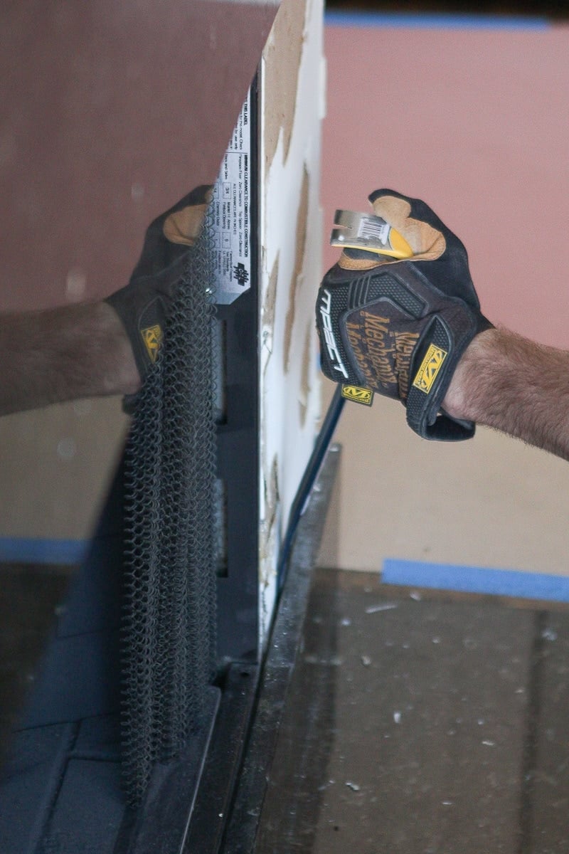 Removing granite stone with a crowbar
