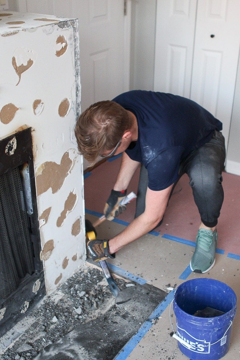 Finn demoing the fireplace surround