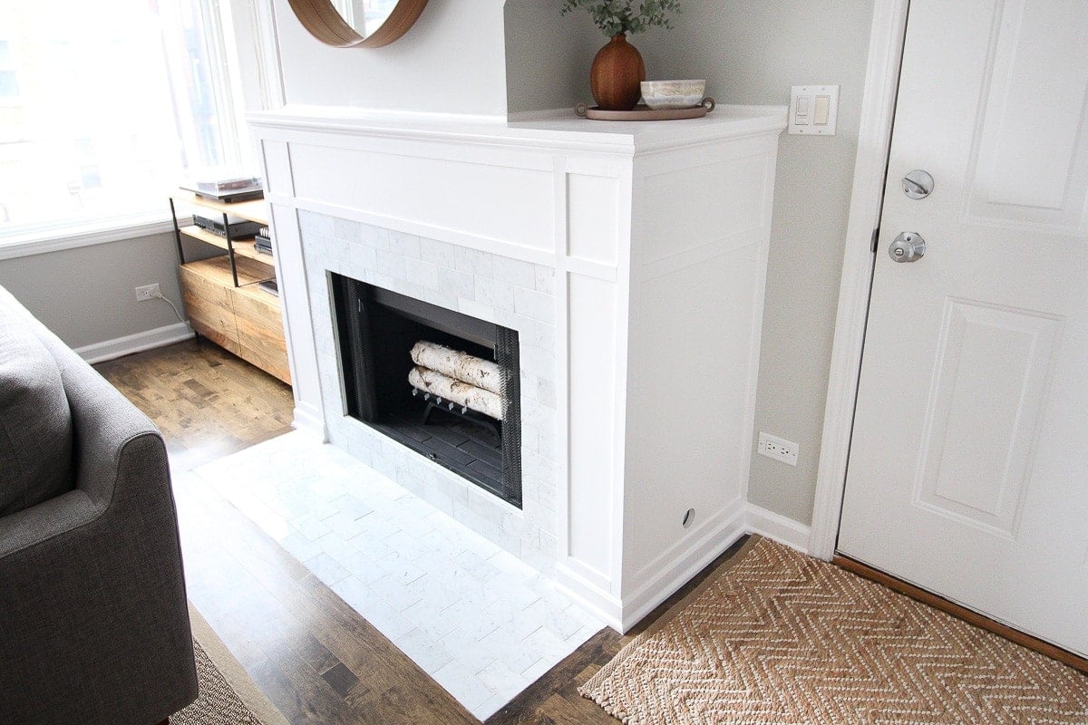 Wrapping wood around a fireplace