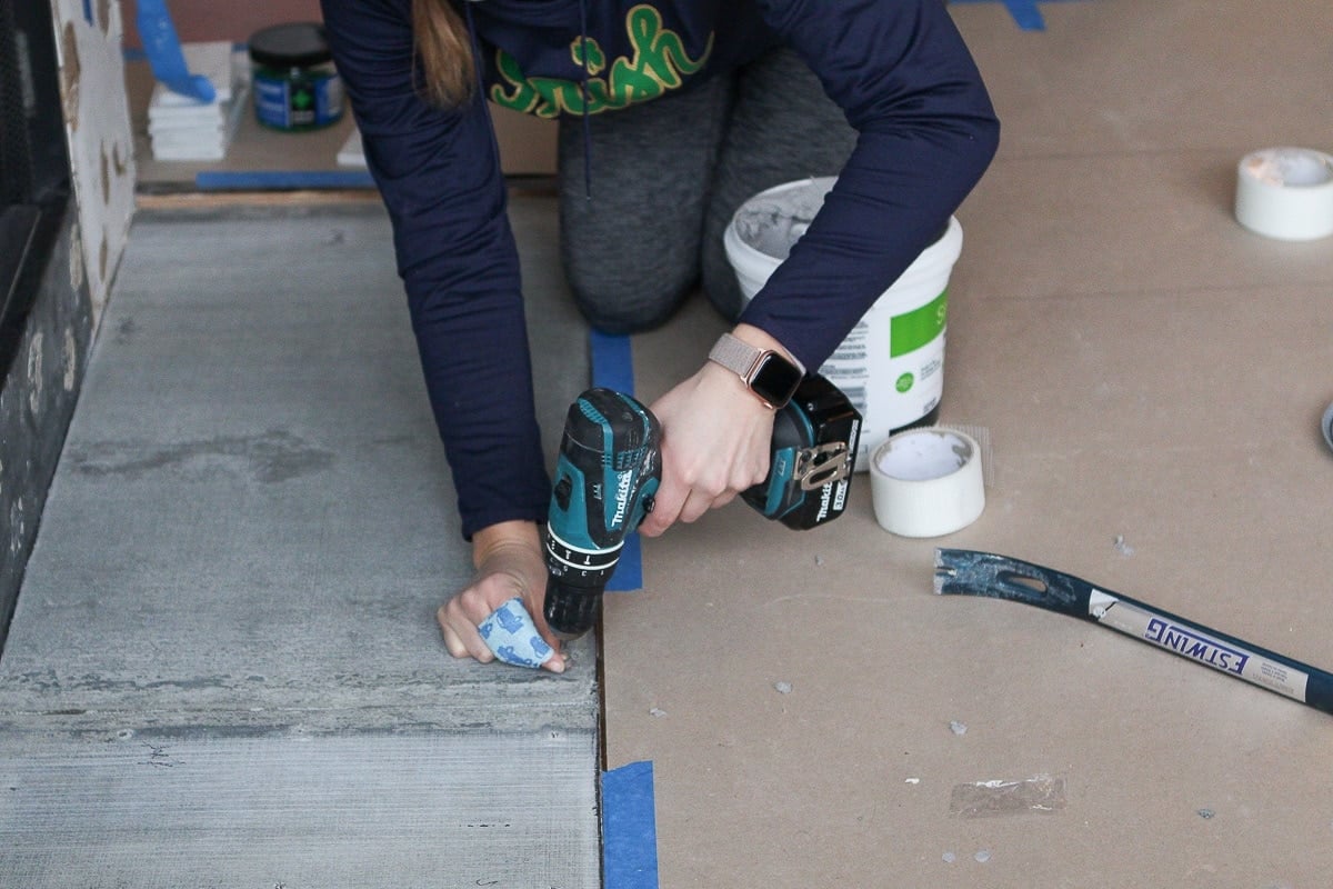 Attach cement boards with screws