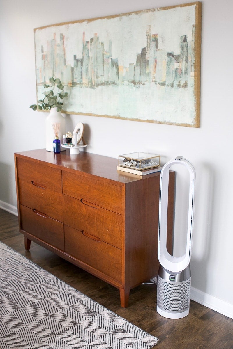 Dyson air purifier in the bedroom