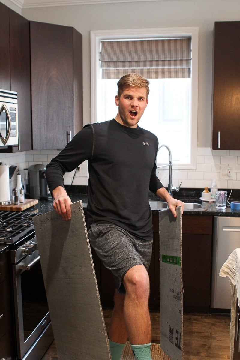 Finn smashing a cement board