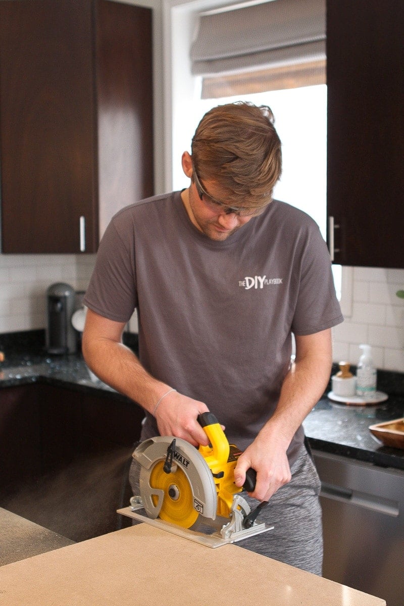 Using a circular saw to cut MDF