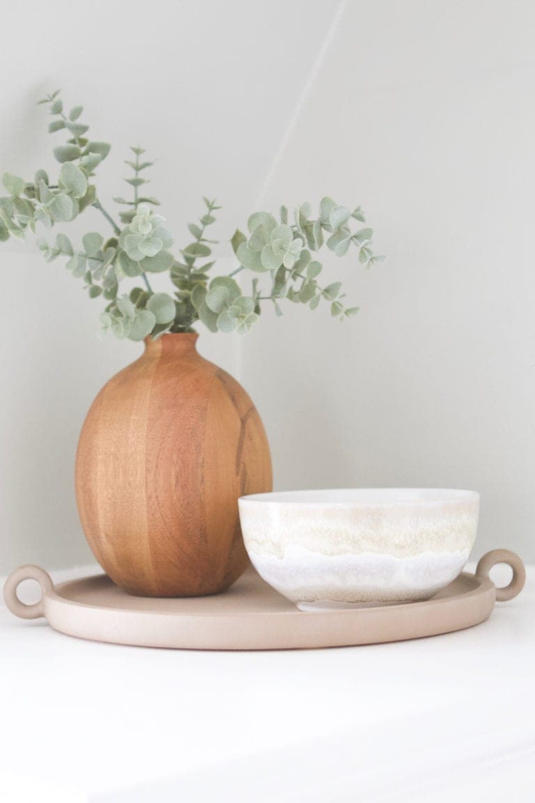 Tray and bowl in front entryway