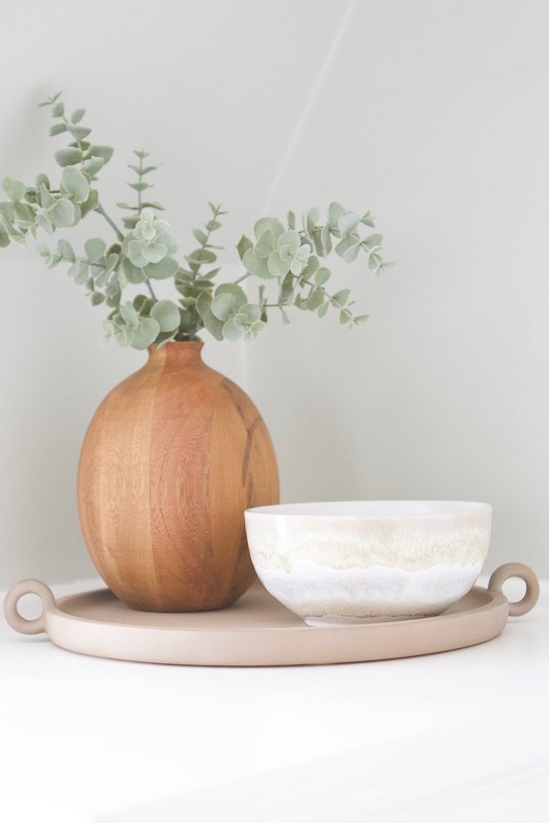Tray and bowl in front entryway