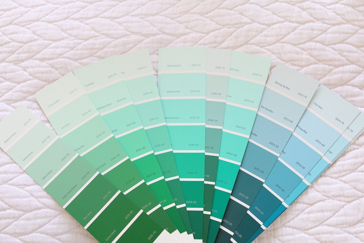Green paint swatches