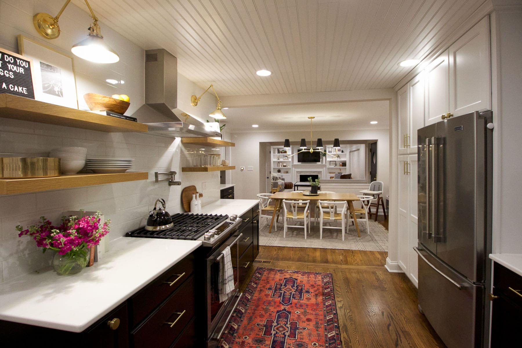 kitchen lights on after dark
