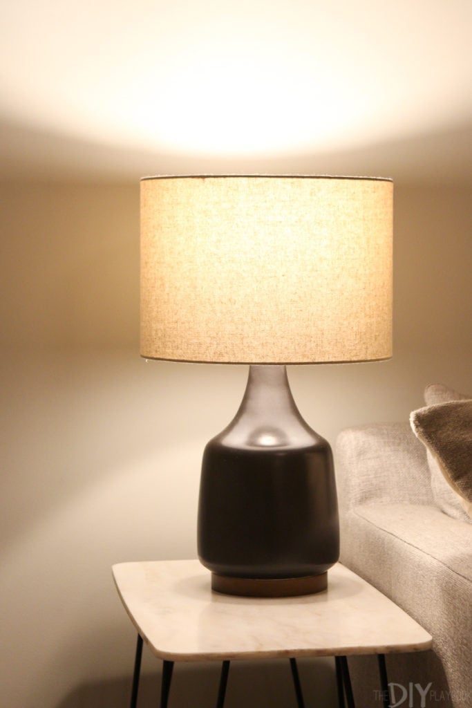 West elm lamp in family room
