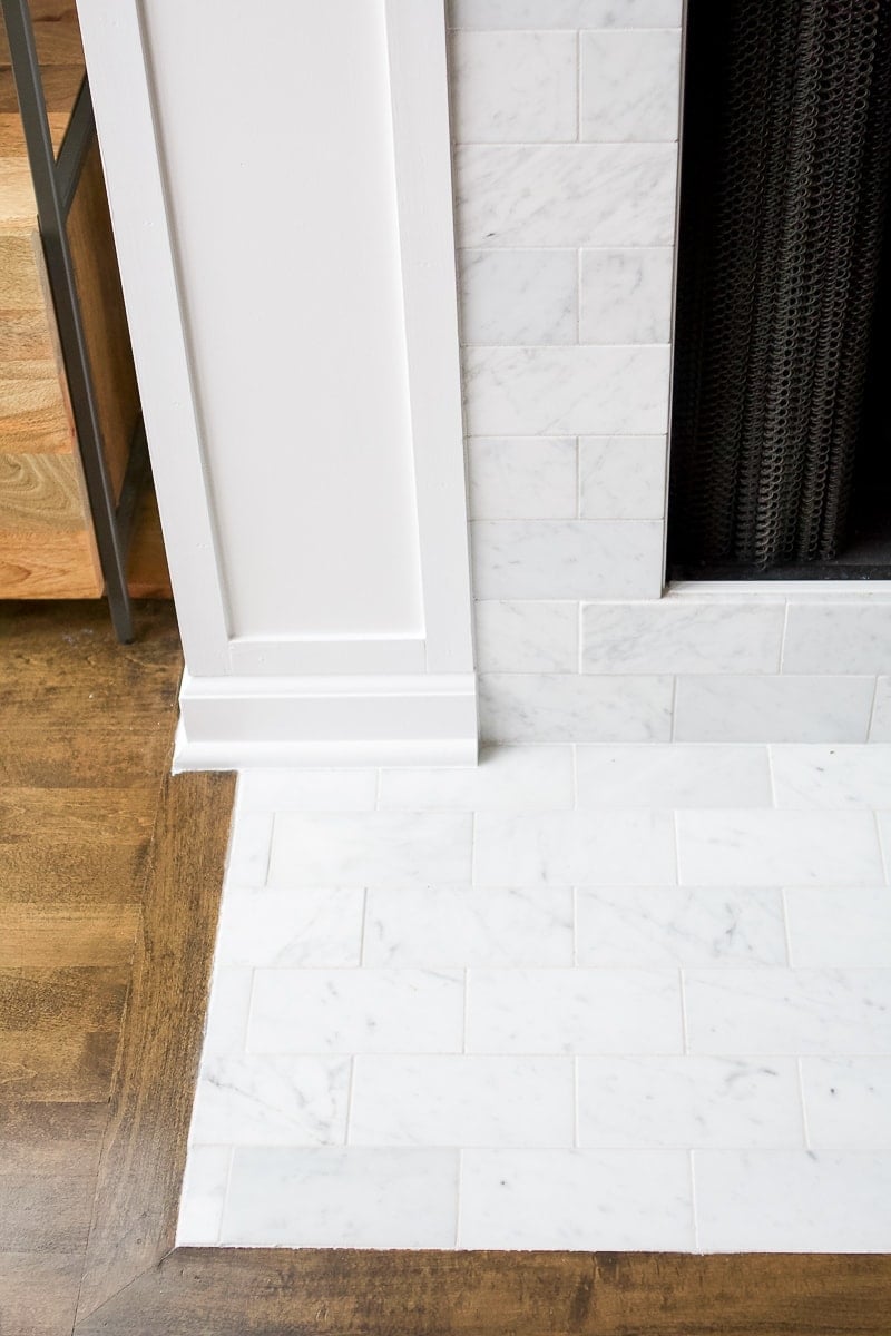 Baseboard and shoe on fireplace