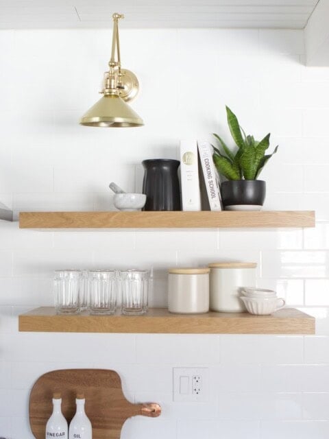 open shelving in the kitchen