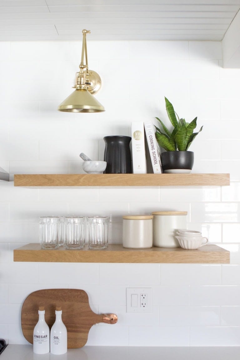 open shelving in the kitchen