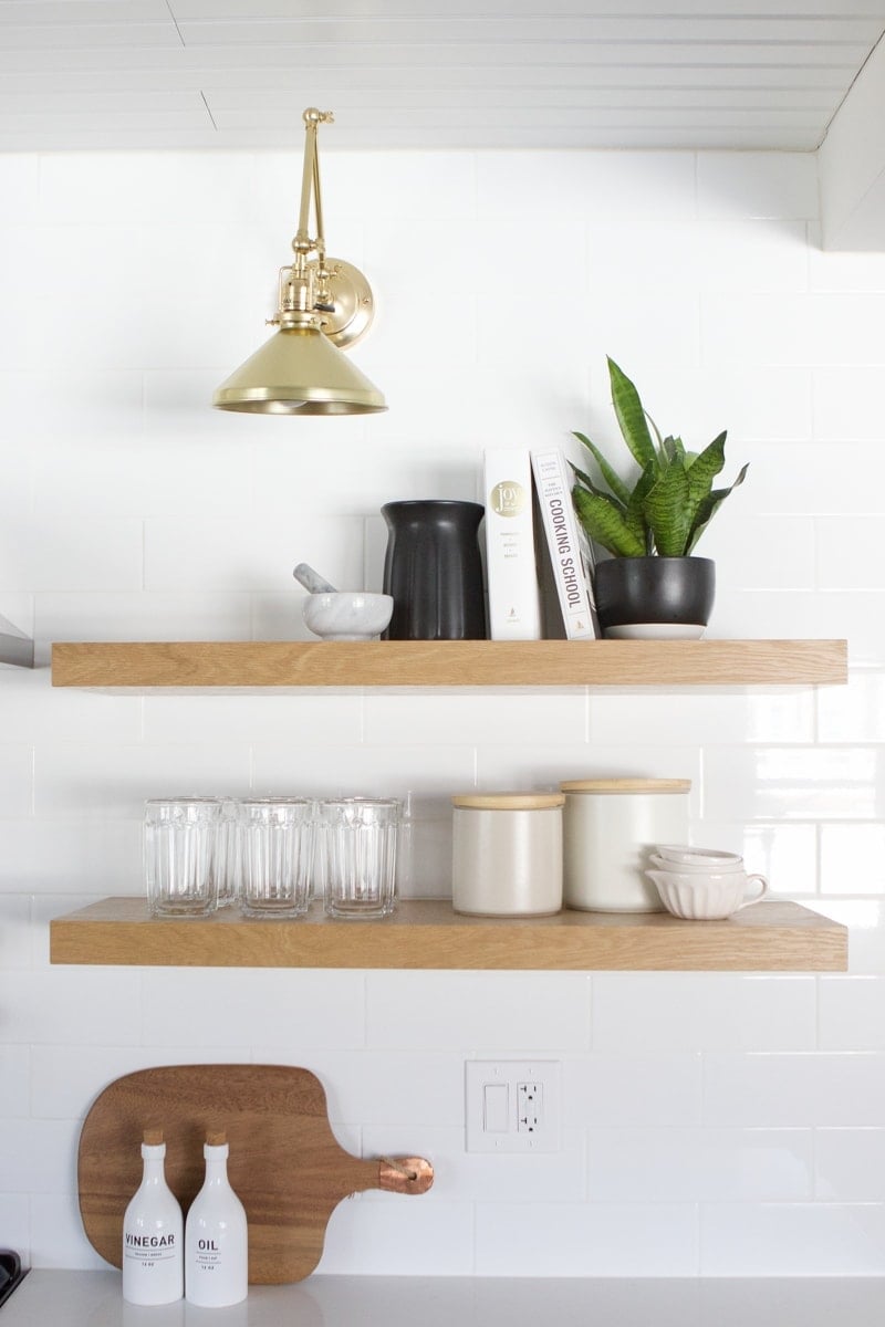 open shelving in the kitchen