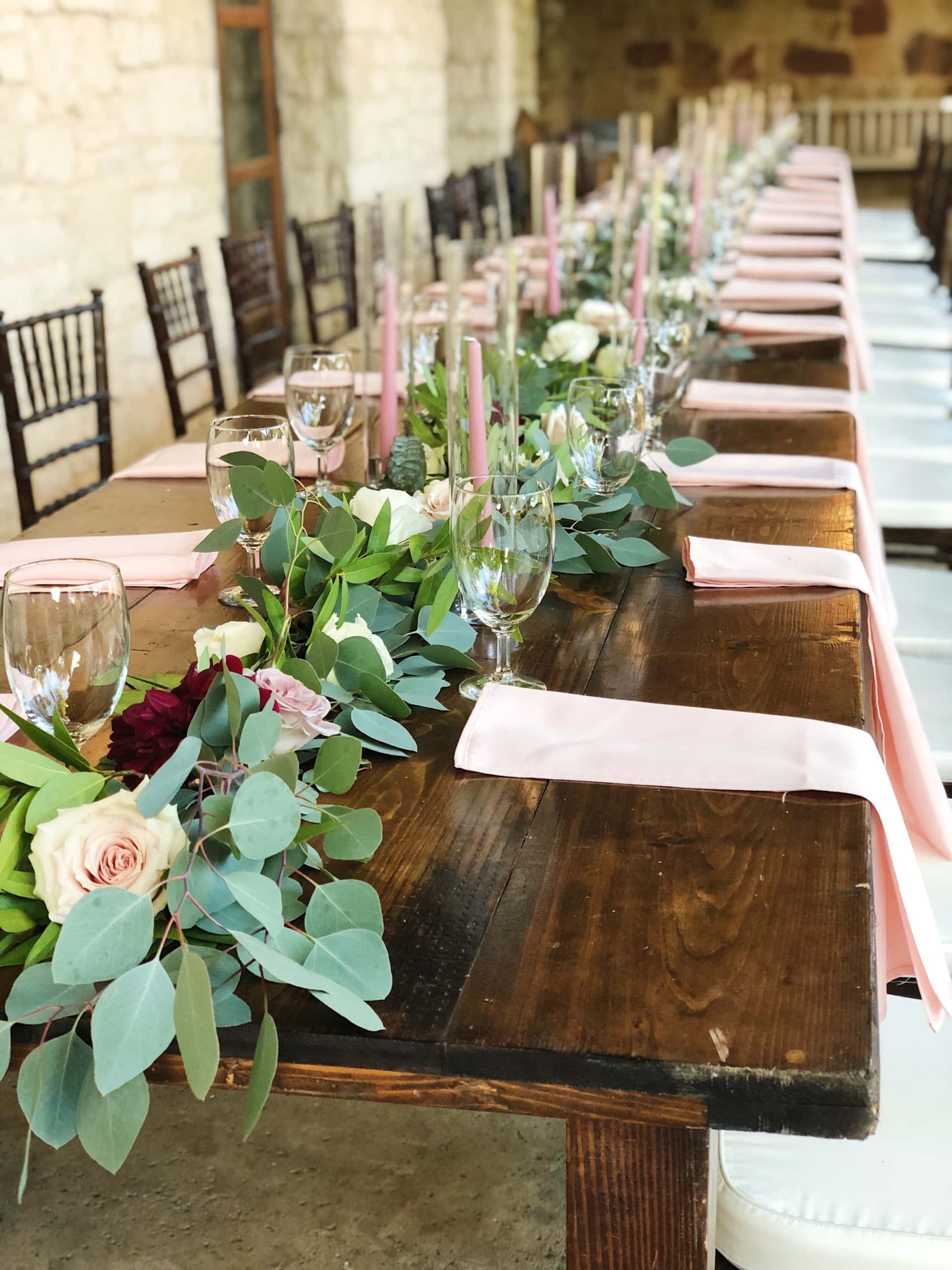 Wedding tablescape with flowers