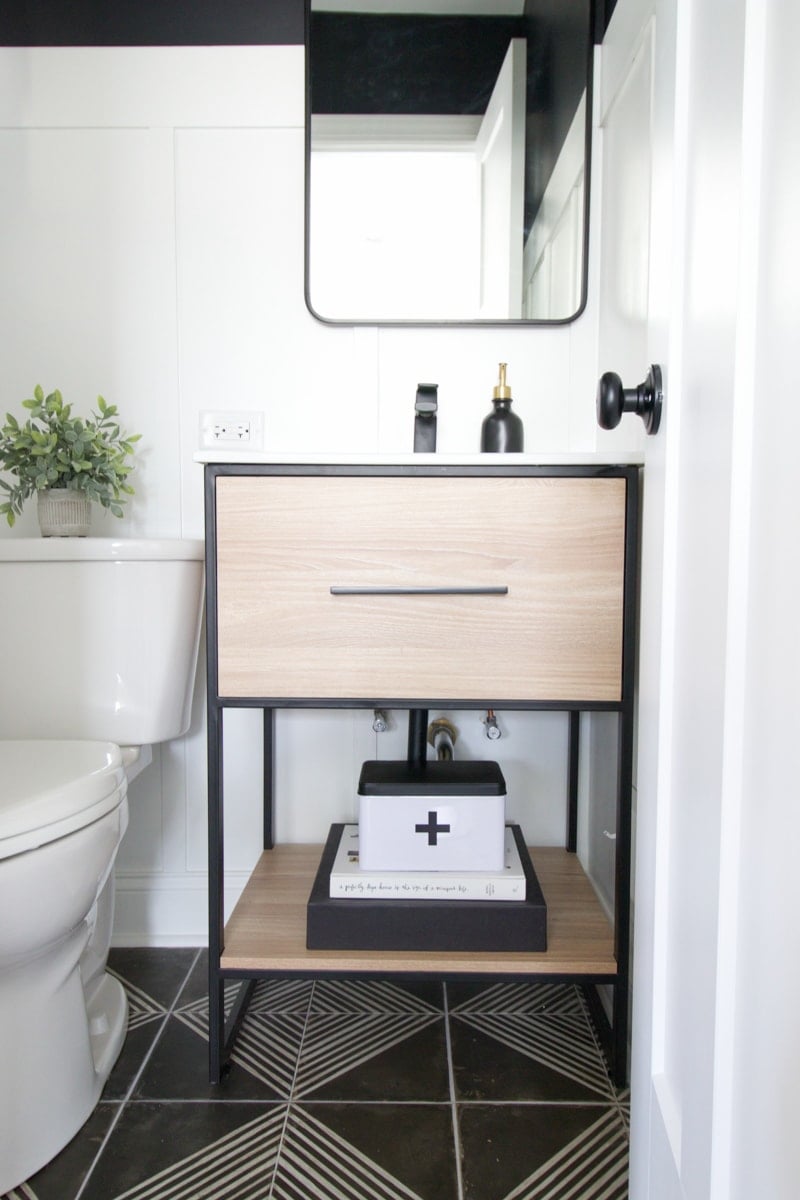 DIY first aid box underneath vanity