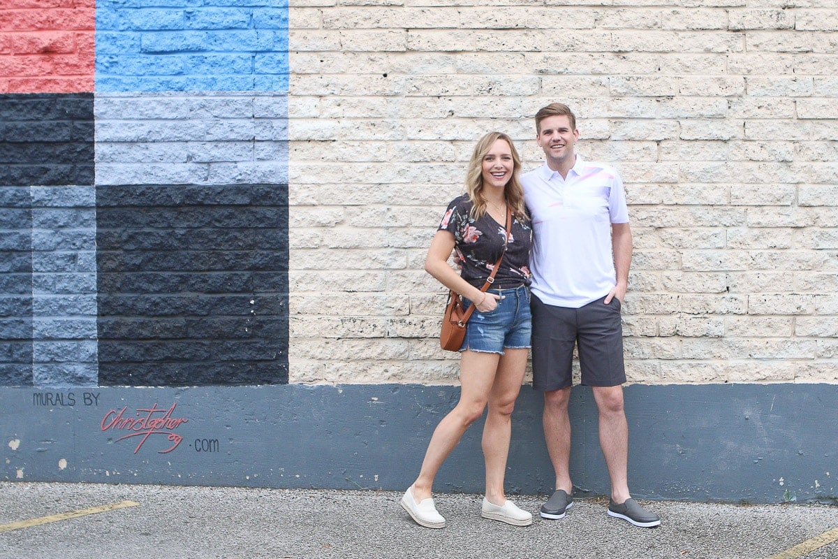 Casey and Finn wearing Walmart spring fashion in their weekend guide to Austin
