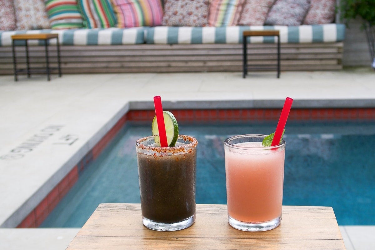 Drinking cocktails by the pool at Hotel San Jose