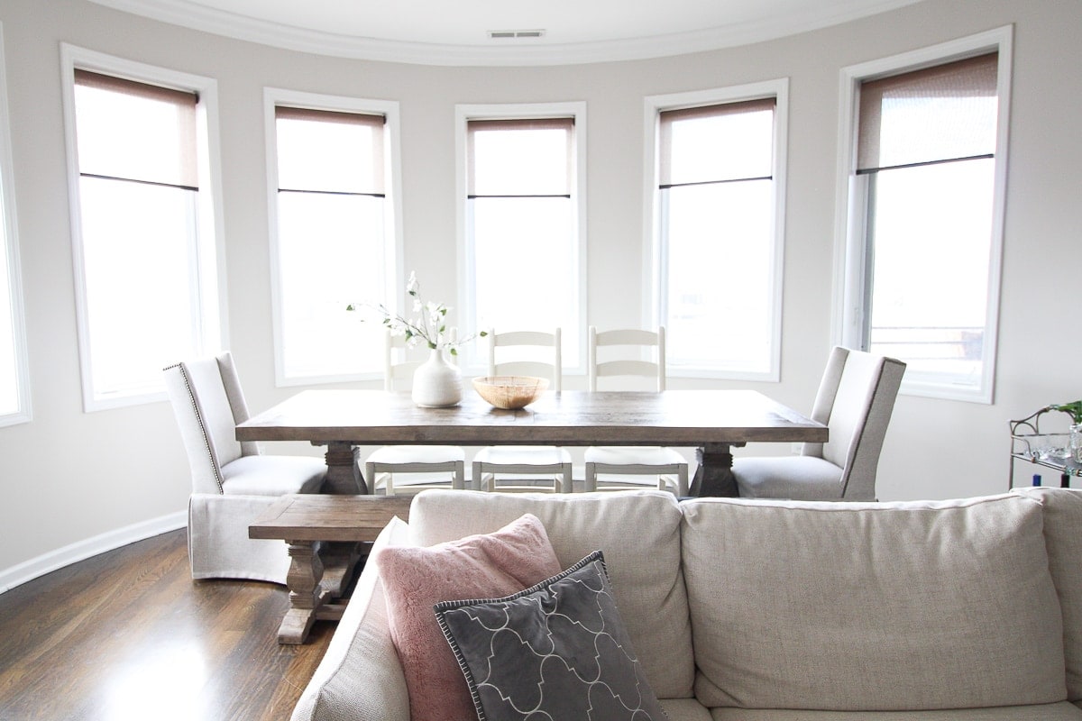 A dining room space in the city