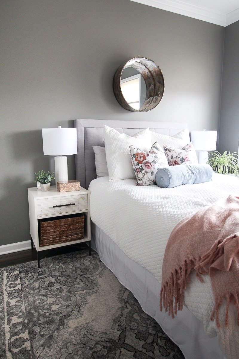 Dark gray guest room