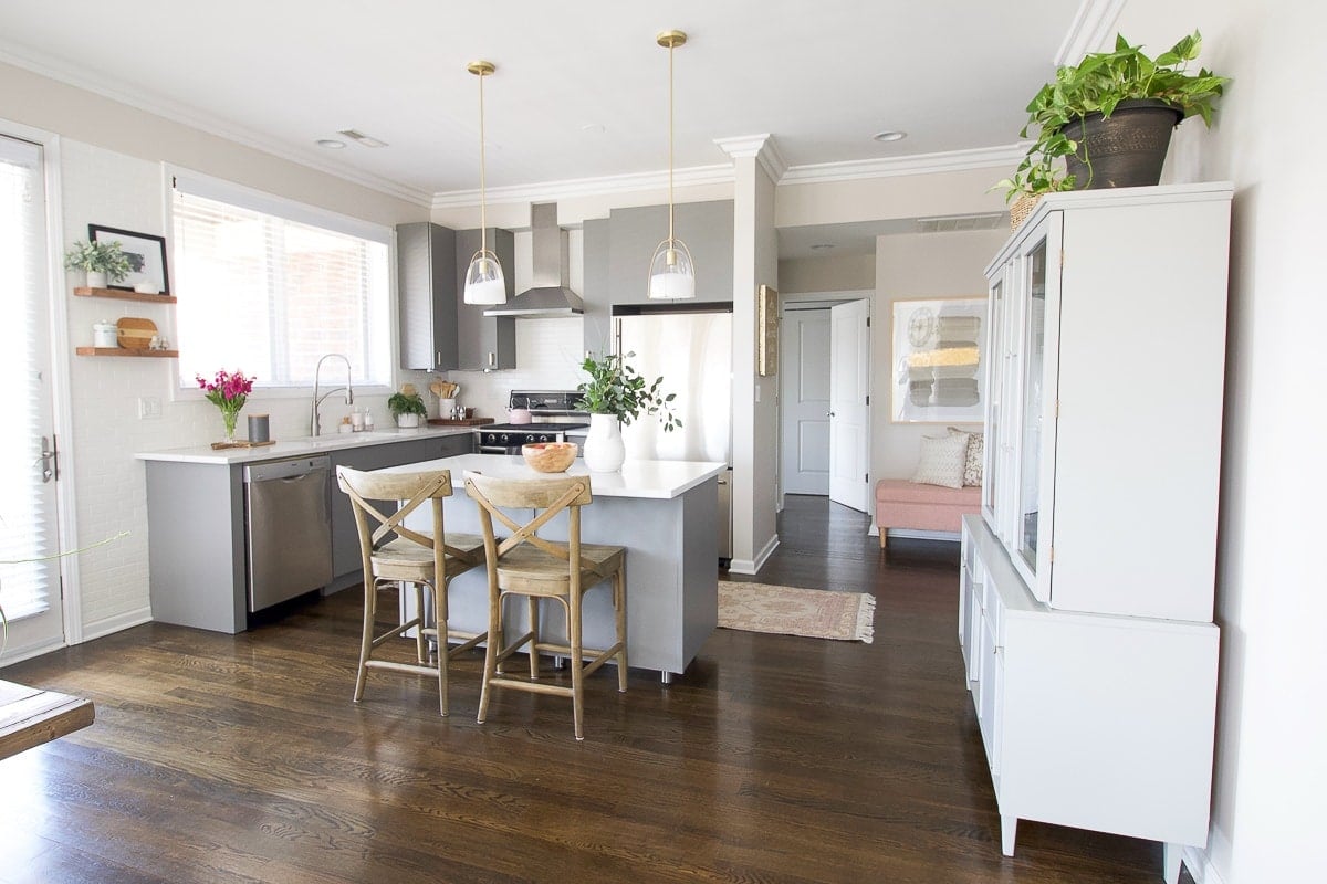 Gray kitchen cabinets