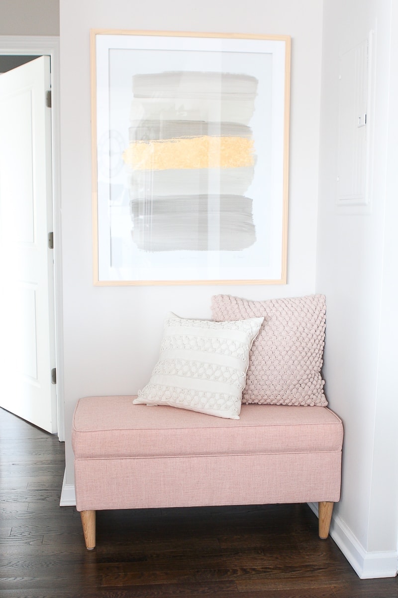 Pink bench and art