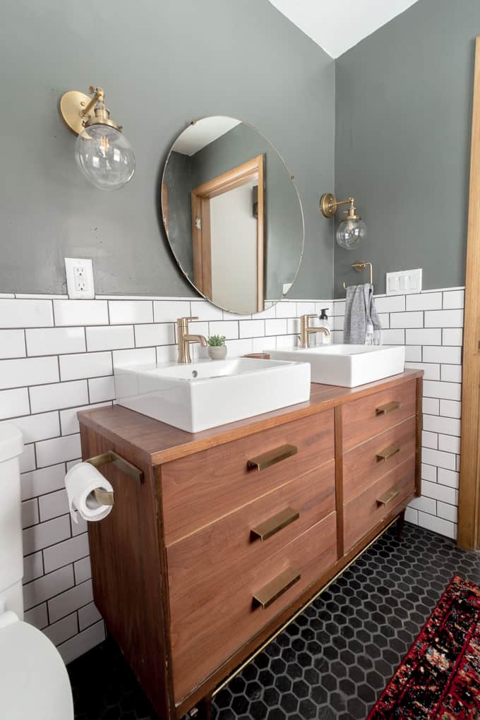 Wood dresser turned vanity