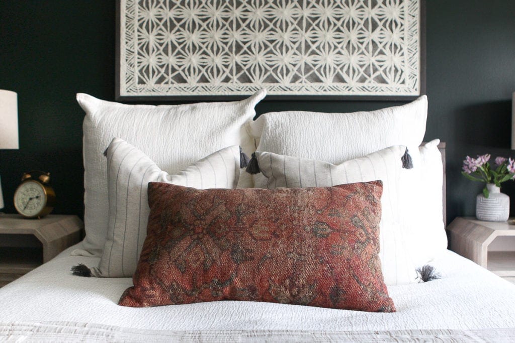 pillows on a bed