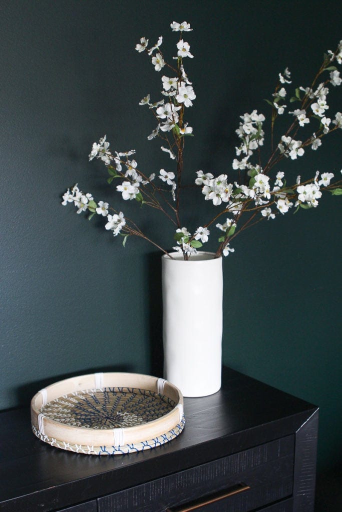 White vase with buds
