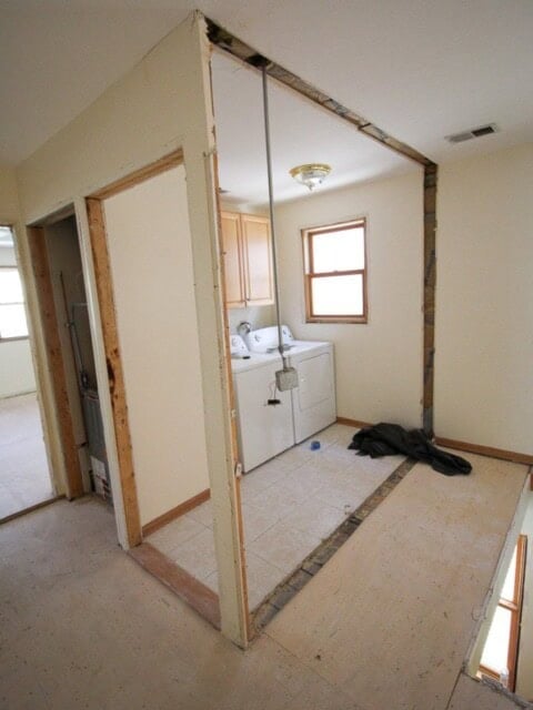 removing a wall to make a larger laundry room
