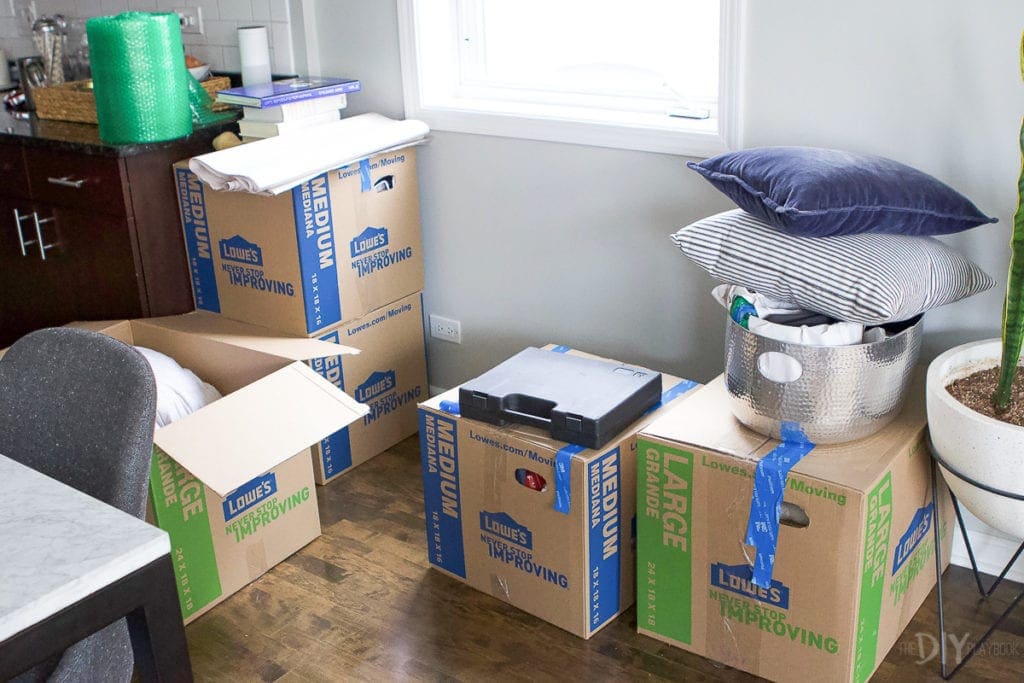 Packing up moving boxes 