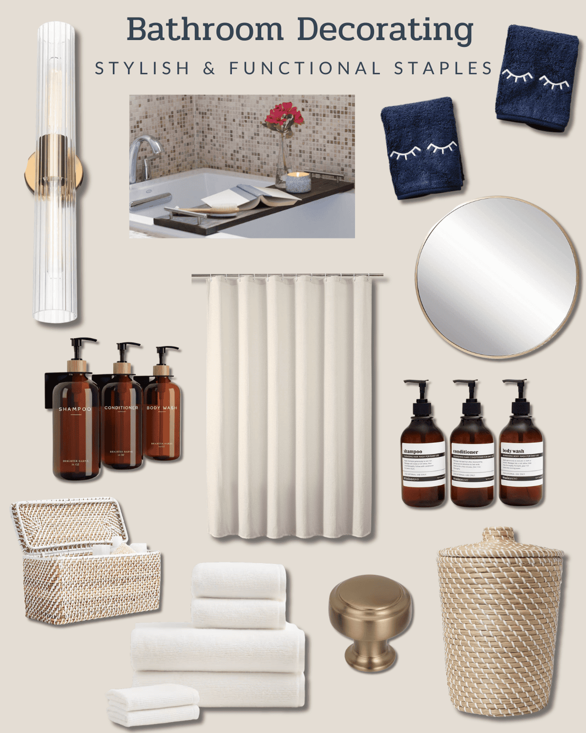 Bathroom decorating, stylish and functional staples