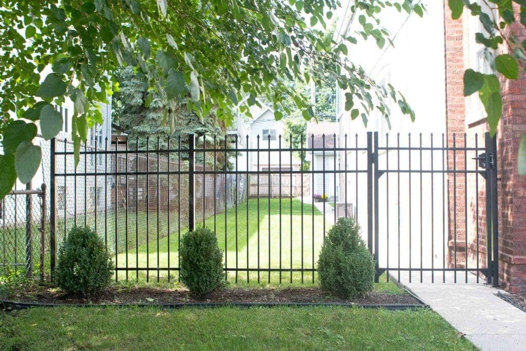 Aluminum fence on the front of the house