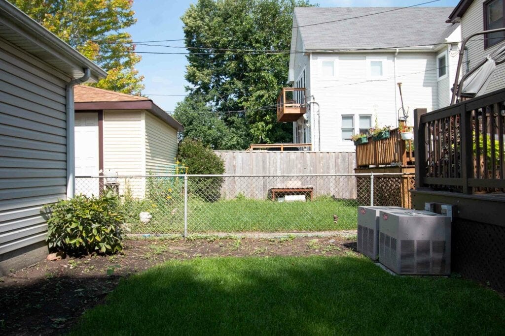 Our chain link fence before